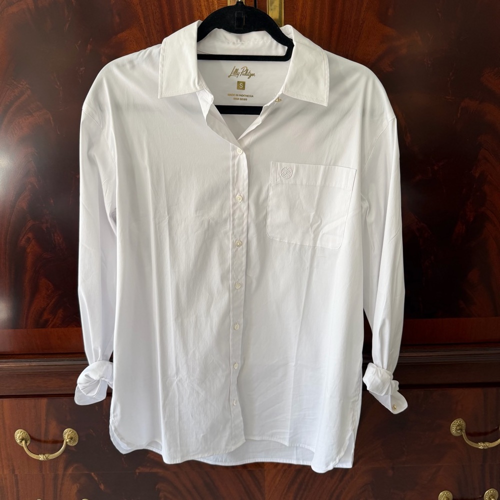 Lilly Pulitzer Relaxed Lilly Shirt Resort White Size Small NWT - Picture 8 of 16